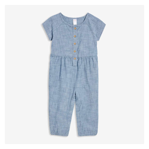 Baby Girls' Chambray Jumpsuit - Bright Blue
